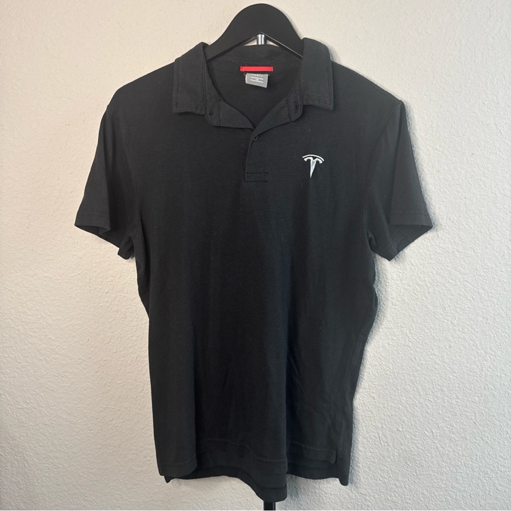 TESLA Official Polo Shirt Black Embroidered Electric Car Elon Musk Menโs Sz M